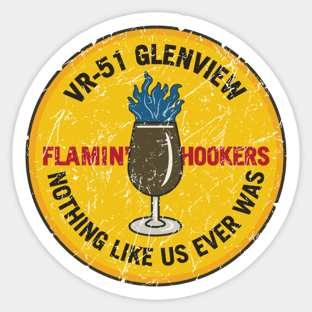 Retro Flamin' Hookers VR-51 Glenview Squadron Logo Sticker by hobrath